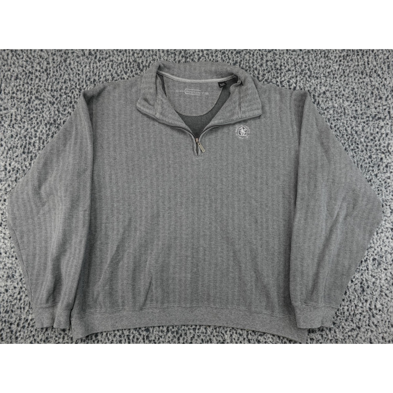 Carnoustie Quarter-Zip Pullover Mens Xl Gray Herringbone Golf Sweater